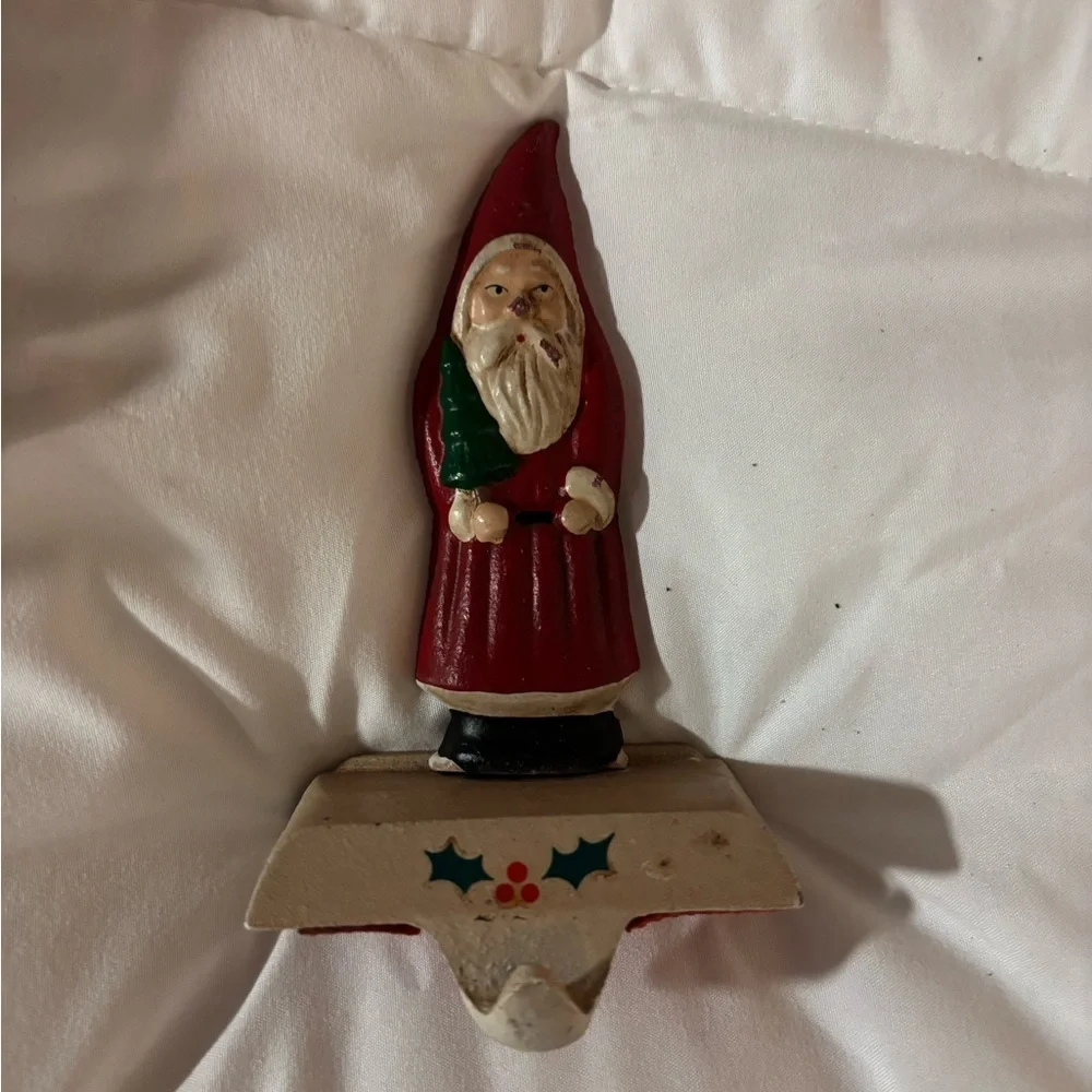 Midwest Importers Folk Santa Cast Iron Stocking Holder Christmas Holiday Decor